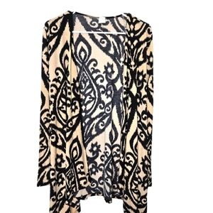Honey Me Womens Paisley Print Open Front Lightweight Stretch Cardigan Medium